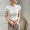White Shoulder Short Sleeved T-shirt, Women's Summer New Short Top, Spicy Girl, Tight Fitting, Exposed Navel, Slimming, Ins Trendy JS
