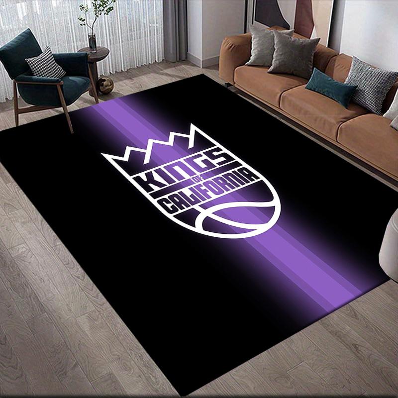 Sacramento Kings Flannel Pattern Square Carpet,Area Rug,Carpet Rug for Living Room Bedroom Sofa Playroom Decor,Non-slip Floor Mat
