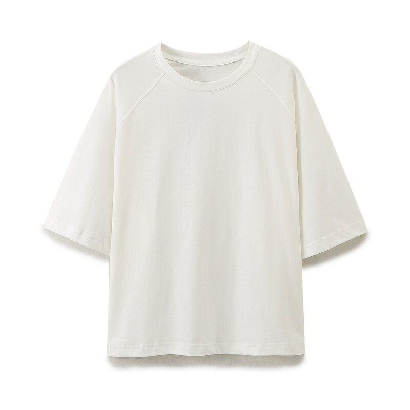 Fashion Style Spring Pure Color Minimalist Double-Sided Cloth Short Sleeve
