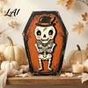 Indoor Outdoor Festive Accents Vintage Halloween Wooden Decor Coffin-Shaped Tabletop Ornaments Freestanding & Hanging Decorations for Home Ornament