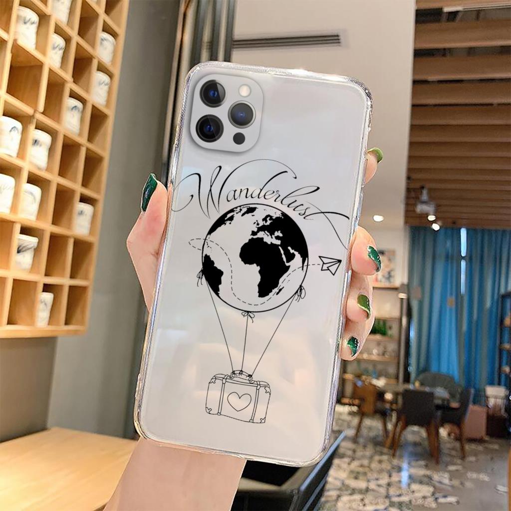 World Map Travel Couple Phone Cover For iPhone 15 14 13 12 11 Pro Max Mini XS XR X 7 8 Plus Cover Shell Silicone Paired Fundas