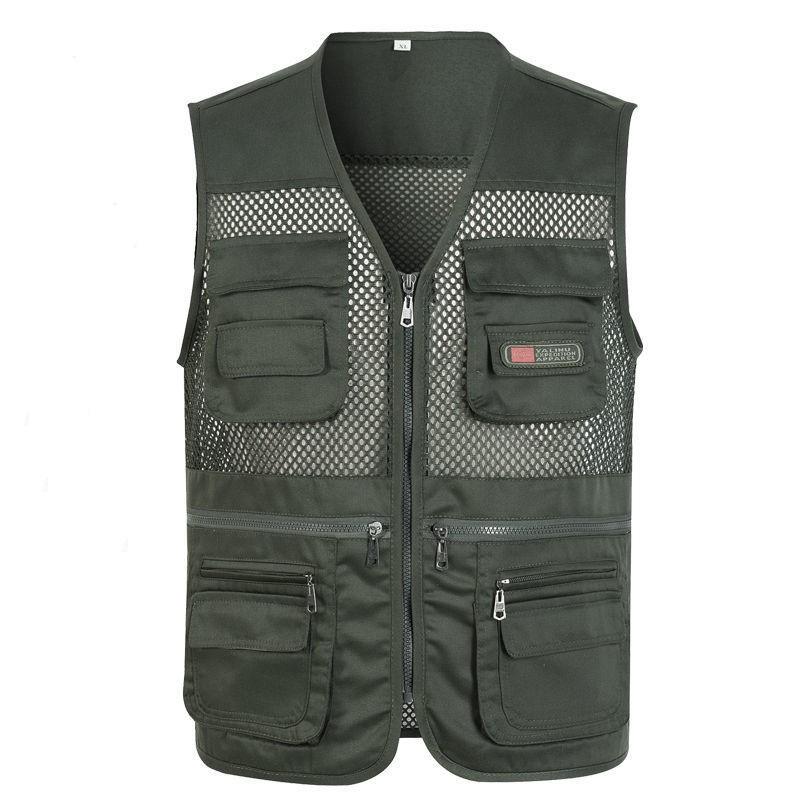 Men's Summer Mesh Casual Vest, Middle-aged Fishing Multi Pocket Ves