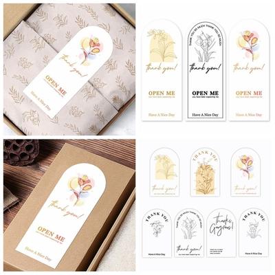 50PCS Floral Pattern Thank You Stickers Multicolor Commodity Packaging Thanks Decals Party Supplies Gift Wrapping Open Me Tags