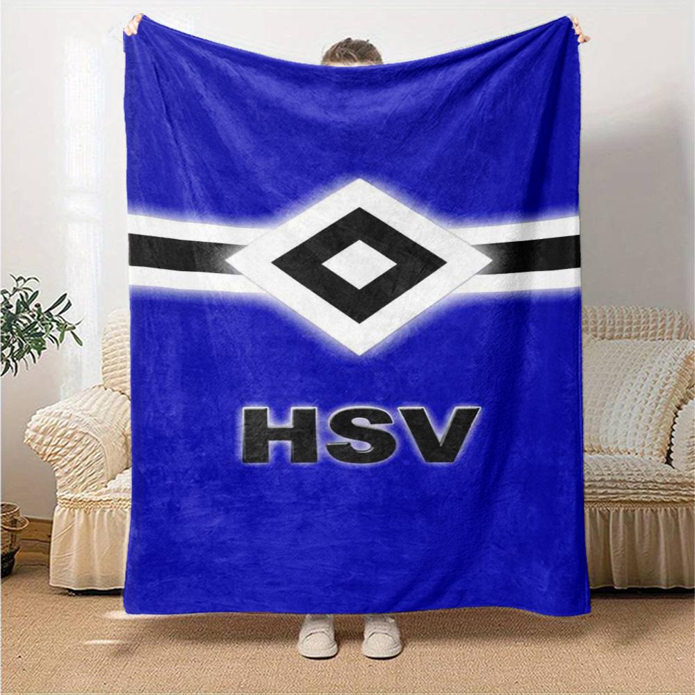 HSV Hamburg Football Club Flannel Blanket, Soccer Team Logo Print Throw Blanket, Soft Warm Sofa Bed Blanket for Football Fans Home Decor Gift