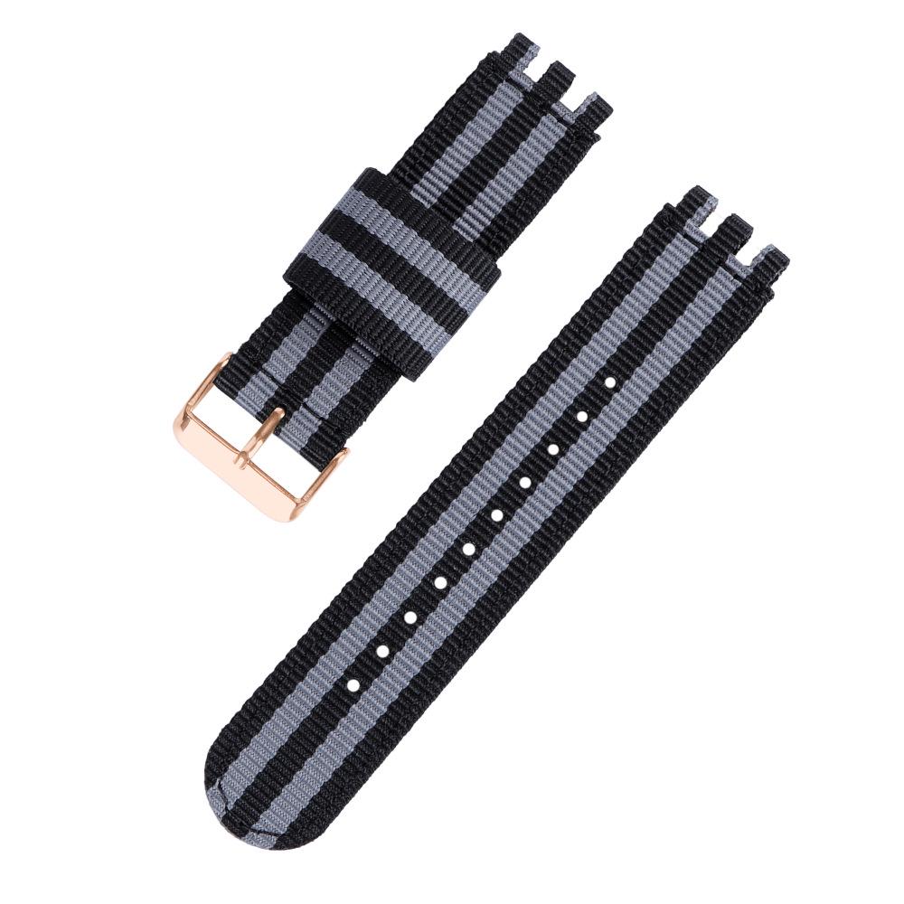 SWATCH Horloge Compatibele Nylon Canvas Band, Geribbeld, 17/19/20mm