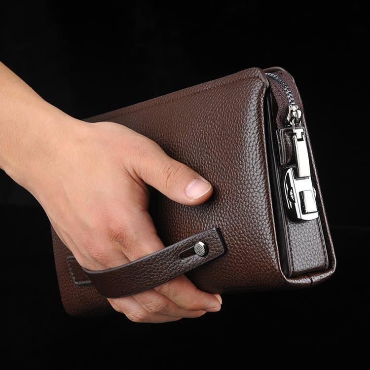 Men's lychee pattern business clutch bag