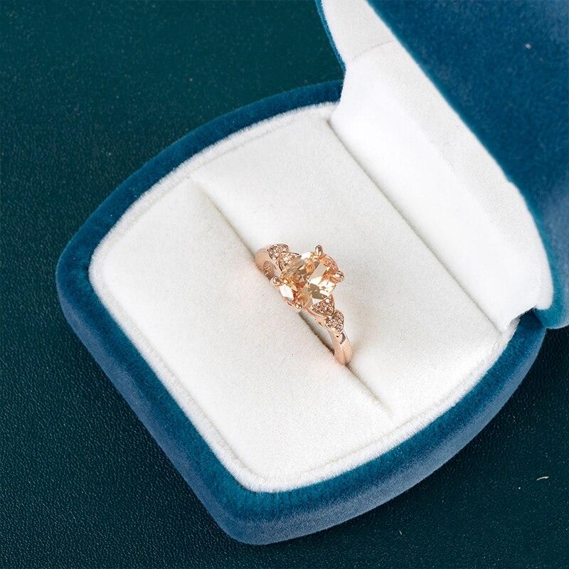 BELLA BOX Luxusní zásnubní prsten v barvě růžového zlata s kulatým zirkonovým křišťálovým kamenem oslnivý návrhový prsten