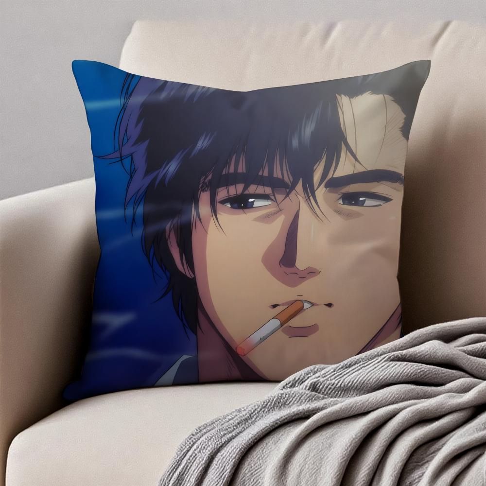 Fashion CCity Hunter SShinjuku Private Eyes Cushion Cover Pillowcase Antidustmite Invisible Zipper Short Plush Sofa Cushion