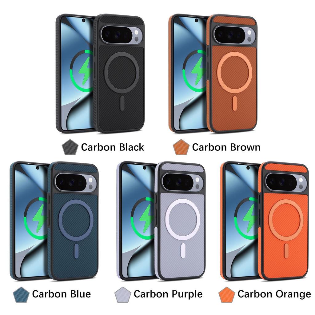 Google 10ProXL Magnetic Phone Case with Fiber Texture & Flannel Lining for Pixel9Pro