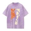 Ichigo Kurosaki BLEACH Anime Outfit Unisex Locker geschnitten Kurzarm Gewaschenes Vintage Baumwoll-T-Shirt