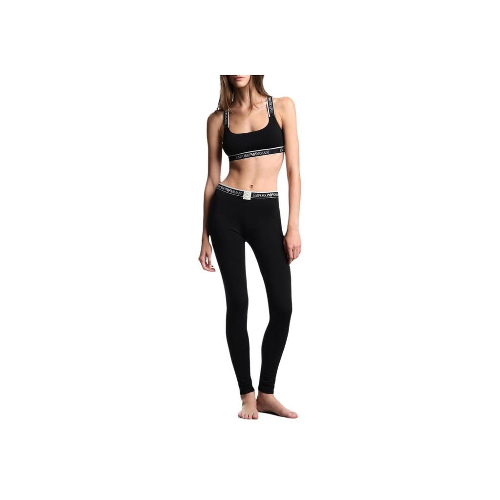 Emporio Armani Solid Color Logo Striped Cotton Leggings Women Leggings EW001901-AF15345-UC001