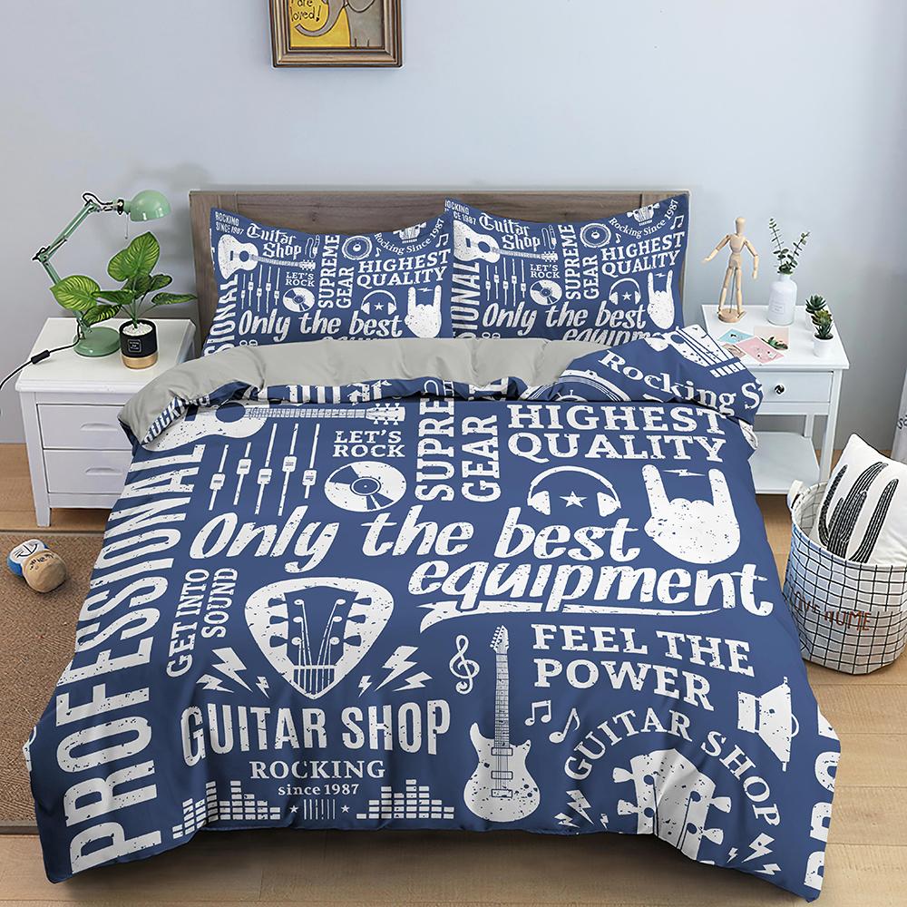 Musical Symbol King Queen Duvet Cover Music Stave Theme Bedding Set for Kids Teens Adults Crucifix 2/3pcs Quilt Cover Pillowcase