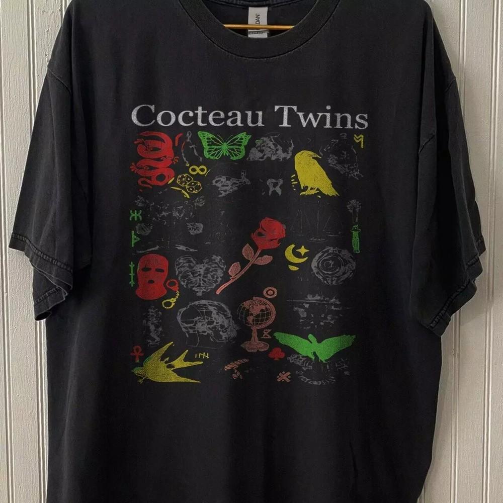 Репринт 90-х Cocteau Twins Футболка Группа Черная С коротким рукавом Унисекс Футболка Репринт Унисекс Футболка XL