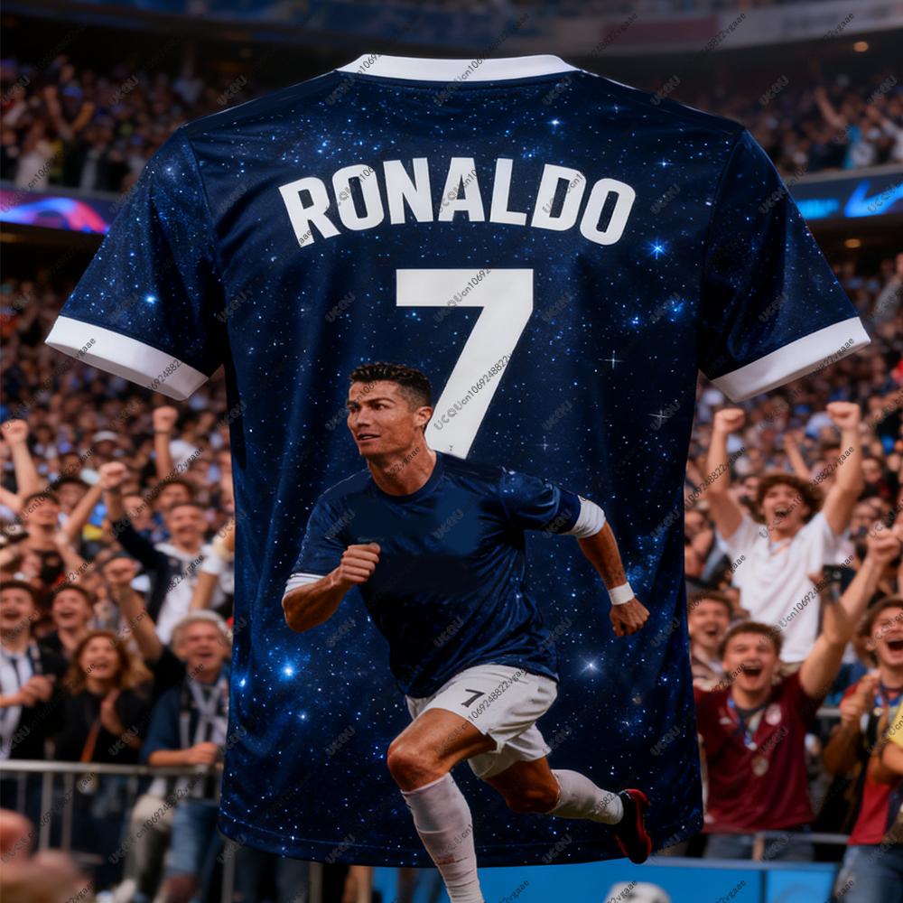Fußballtrikot Atmungsaktiv Street Soccer Lässiges T-Shirt Tee Herren Kind Männlich Oberteil Cristiano Ronaldo 7 Schnelltrocknend Junge Sport Geschenk Oberteil S white