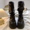 Hoge zolen hoogteverhogende korte laarzen voor dames 2026 nieuwe lente en herfst winter retro Maillard middellange laarzen