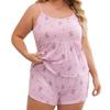 Set Pigiama Stampato a Taglia L con Pantaloncino a Tanga per Casa, Casual e Comodo
