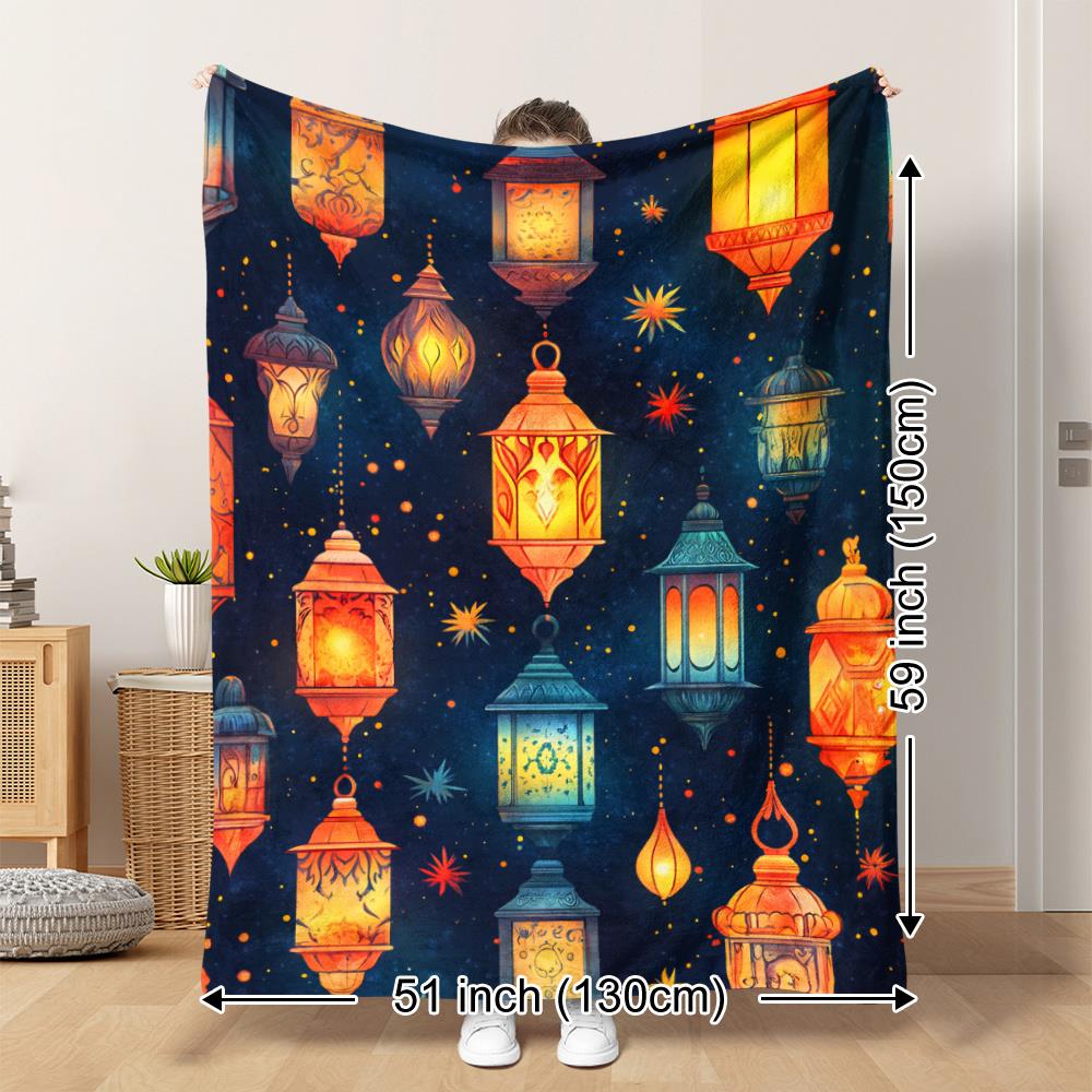 

Arabian lantern pattern Flannel printed blanket suitable for all seasons suitable for living room office sofa and travel 75x100cm