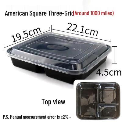 Black 3-Compartment Disposable Food Containers