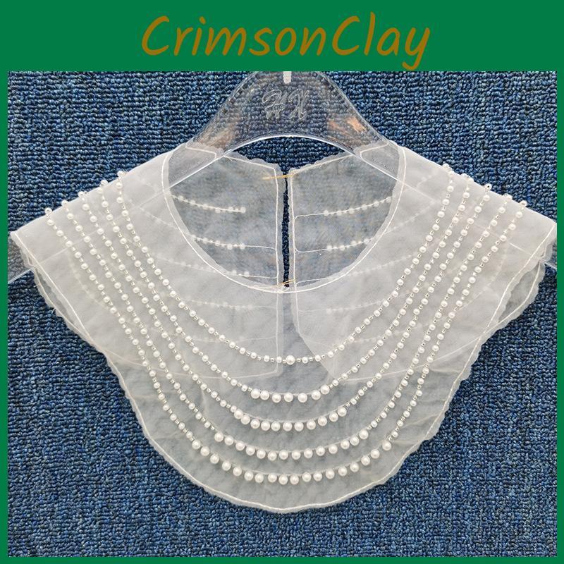 Girl Hollow Mesh Collar With Artificial Pearls And Rhinestone Decor Gift For