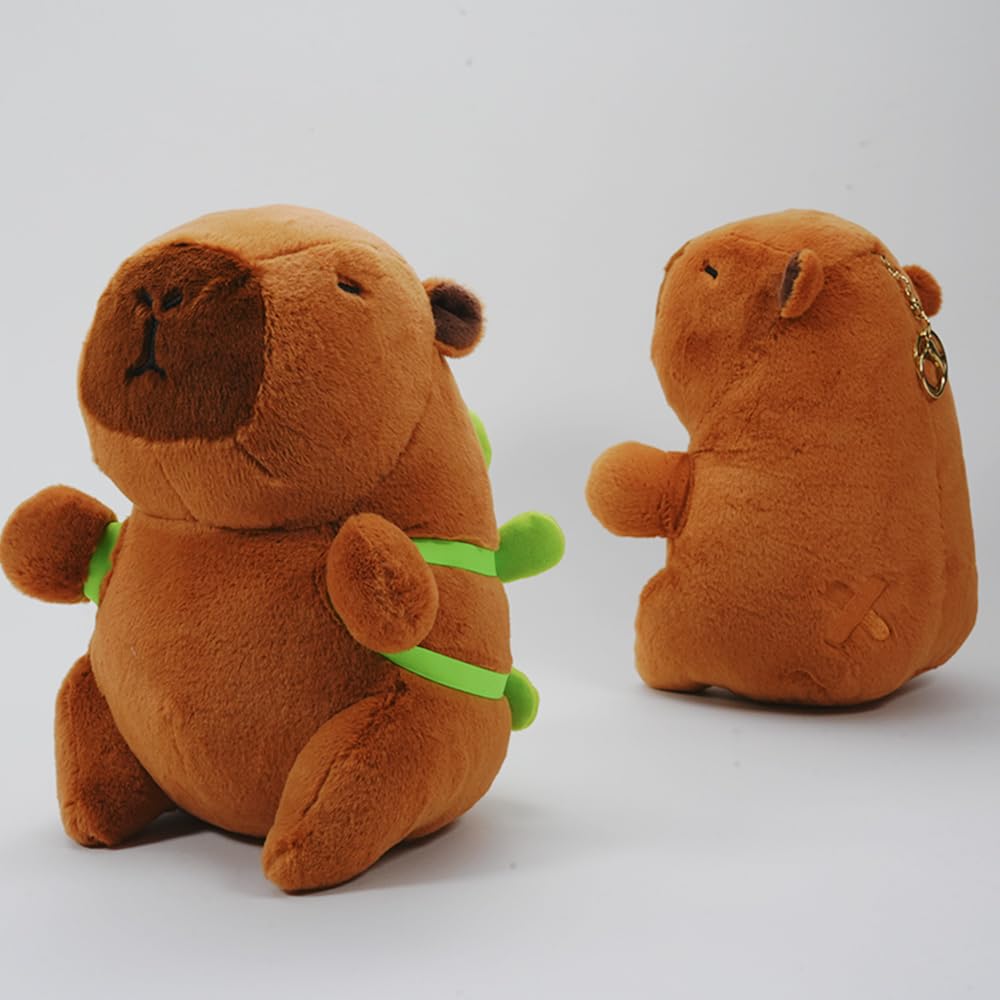 Clearstone Capybara Plush Keychain, Chavimaru Turtle with Music, 23cm, Brown