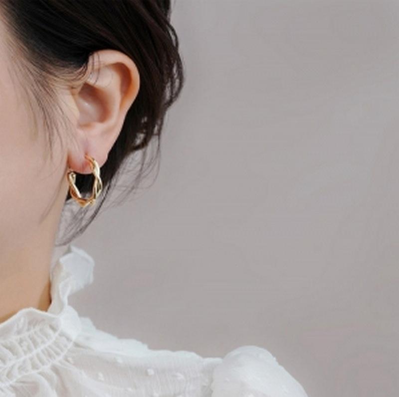 Twist Circle Hong Kong Style Earrings Niche Light Luxury Temperament High-end Design Ear Buckle Earrings Women