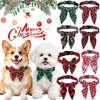 British Style Christmas Lattice Bow Dog Collar Adjustable Dog Drool Bibs Pet Dog Bow Tie  New Year