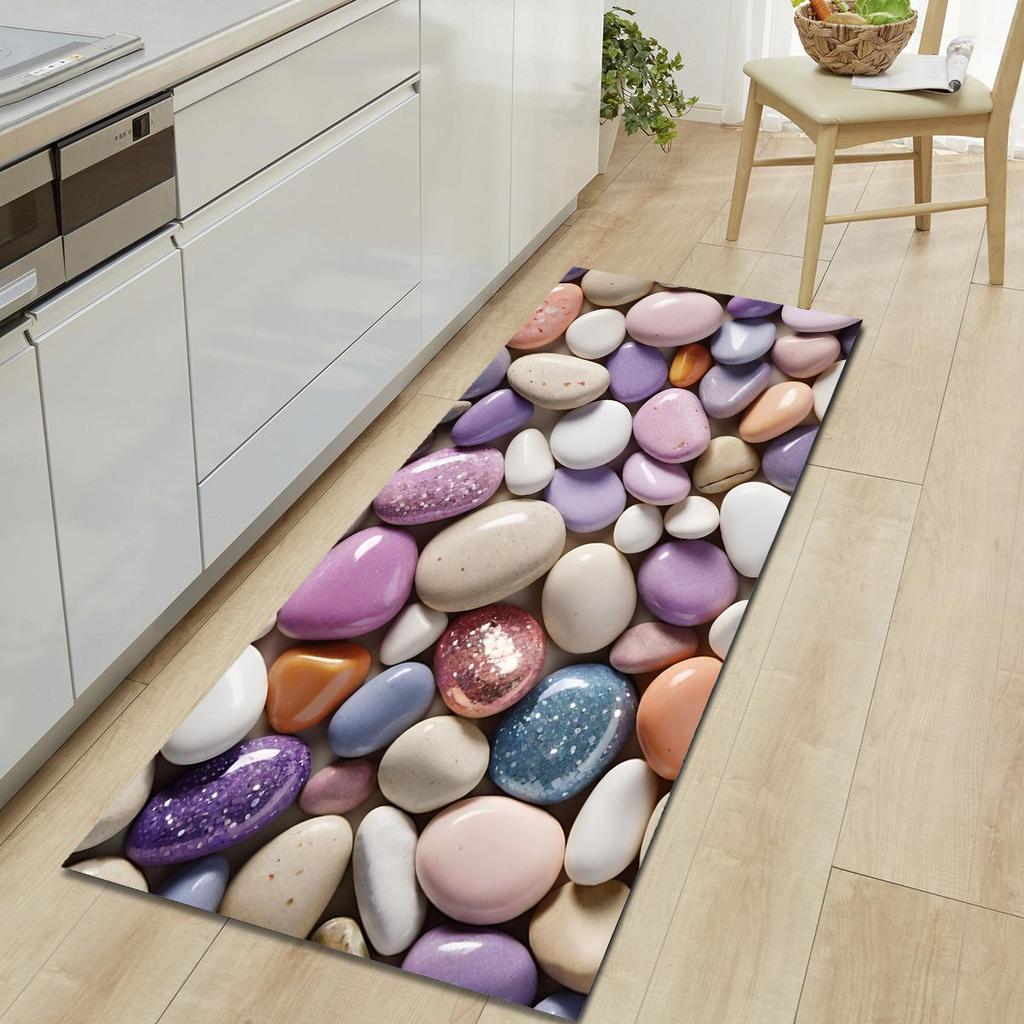 1Pcs Pebble Pattern Floor Mat Modern Kitchen Polyester Rug Non-Slip Colorful Indoor Carpet, For Home Bathroom Bedroom Living Room Decor