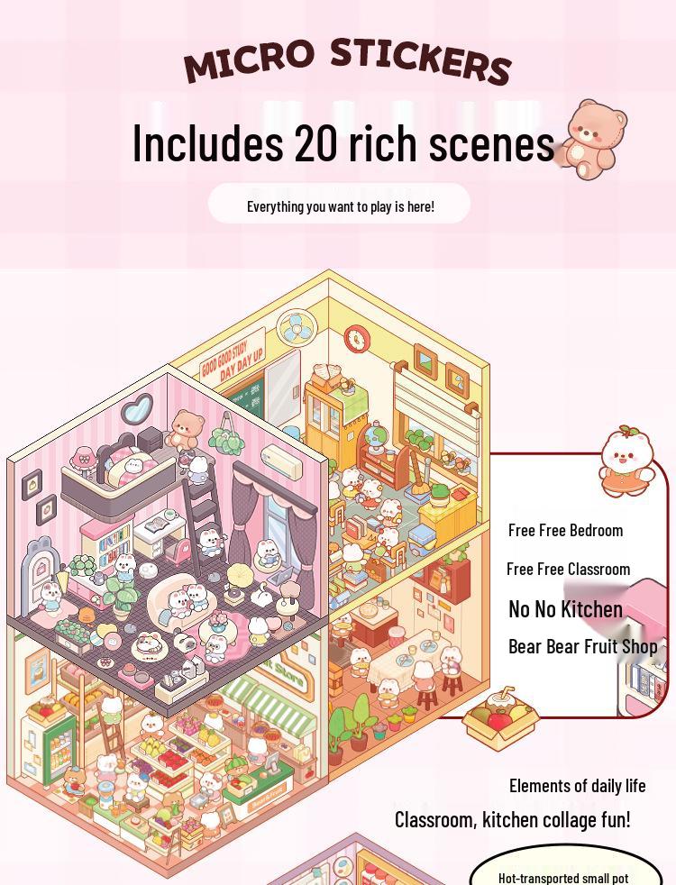 3D Miniaturhaus Landschaftsgestaltungs-Sticker-Set für Mädchen