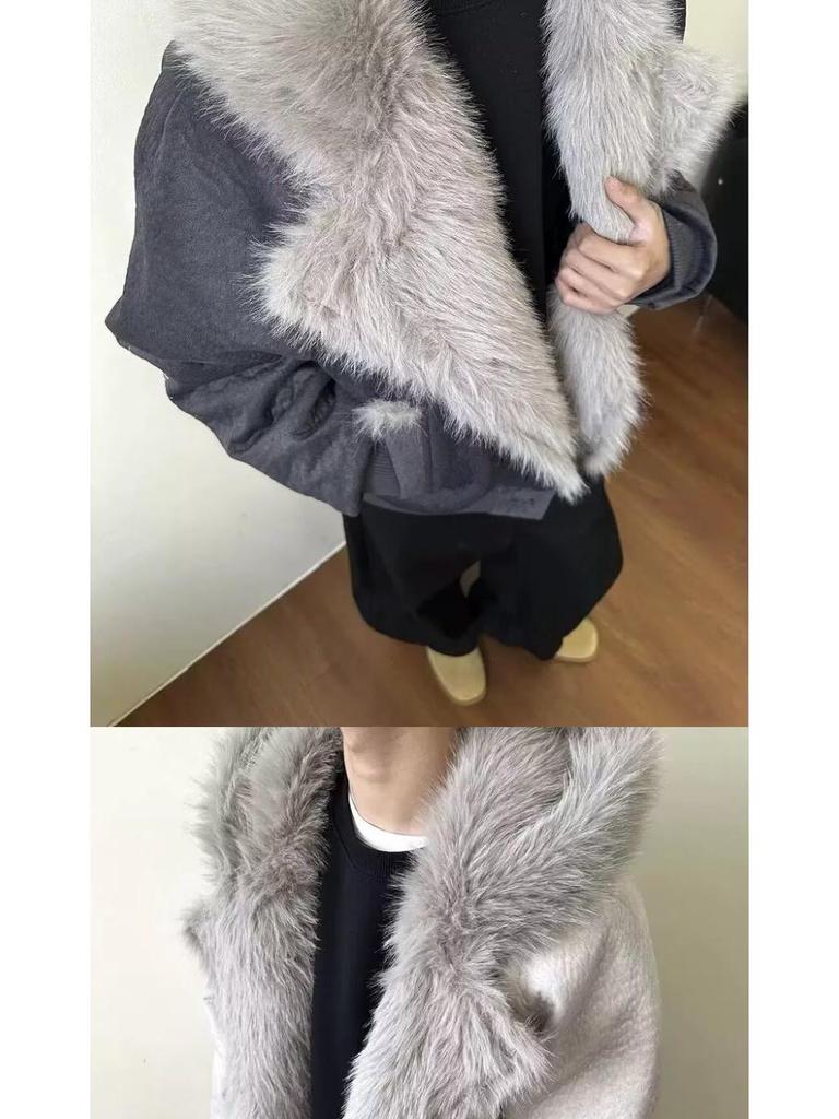Old Money Style Wolf Constellation Cotton Hooded Jacket: Unisex Winter Outerwear with Velvet, Thick and Loose Fit.