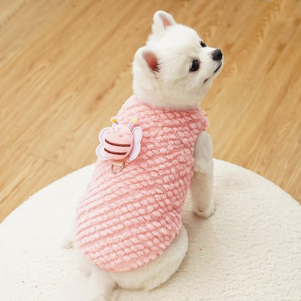 Cute Soft Pet Dog Clothes Catoon Pet Accessories Dog Clothing Bee Pattern Cat Autumn Winter Clothes Pomeranian