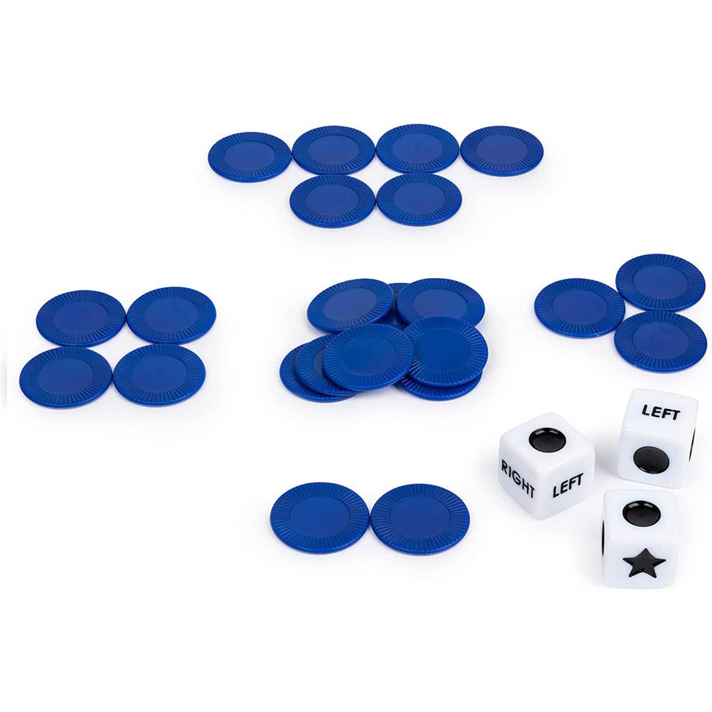 27Pcs Left Right Center Dice Game Set – 3 Dice + 24 Chips, Fun Interactive Party Game For Family, Picnic & Outdoor Activities