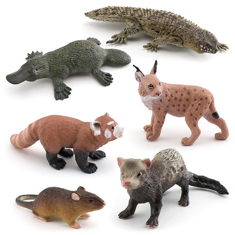 Realistic Plastic Short-tailed Bobcat Cute Red Panda Charming Platypus And Snowy Ferret Miniature Animal Figurines For Collectors And Decor