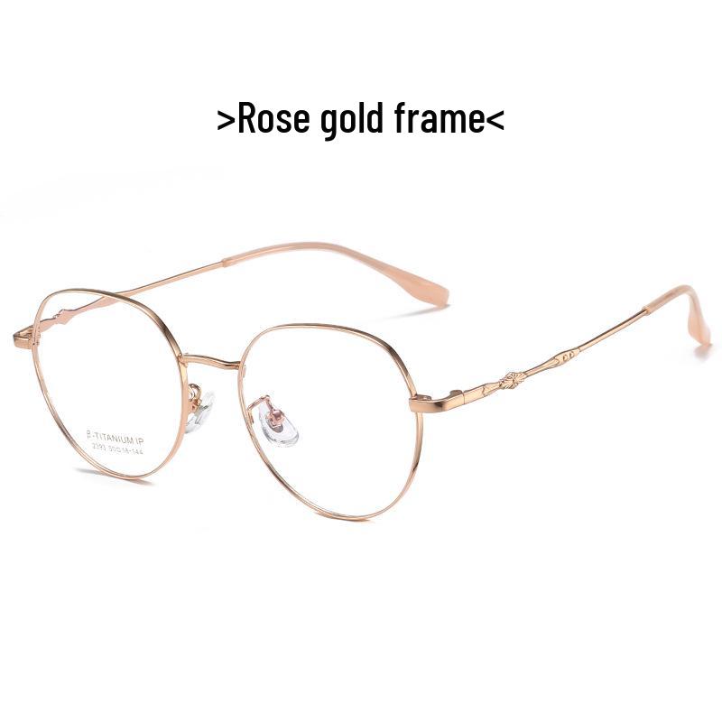 2023 Korean Style Ultra-light Titanium Round Glasses with Exquisite Crotone Temple