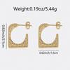 LNCHRAN 304 Stainless Steel Hammered Square C-Shaped Retro Women's Earrings