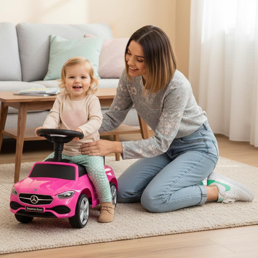 Jeździk Pchacz Chodzik Dla Dzieci Mercedes C-Class Różowy