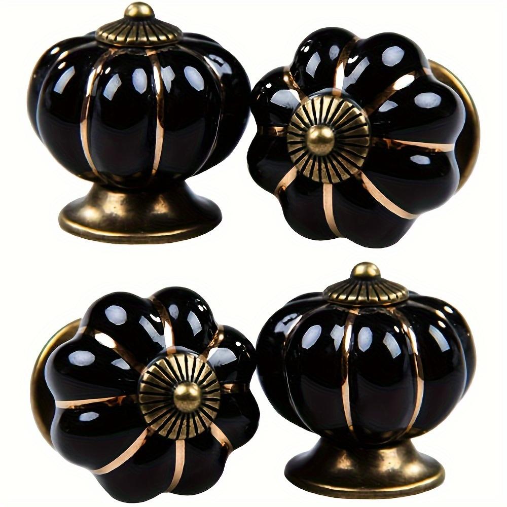 4/8 st Svarta Keramiska Pumpaknoppar för Skåp, Vintage Mode Drag för Kök/Byrå/Garderobslådor med Skruvar