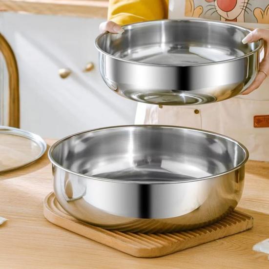 Yousheng Stainless Steel Mixing Bowl Thickened Dough Kneading Basin 32cm Multi-Purpose Basin for Stirring Salads Beating Eggs Cleaning Vegetables