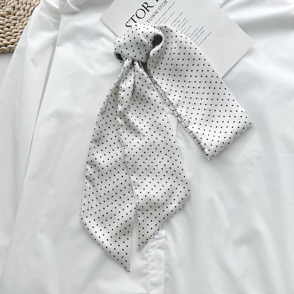 

Korean Version Of Casual Long Polka Dot Silk Scarf Versatile Tie Hair Bag Multi-Functional Streamer With Shirt Decorative Small Scarf 165cm