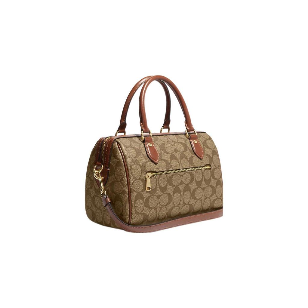 Coach Rowan 25 Classico Monogramma Chiusura a Zip Tela e Pelle Borsa Boston Borse da donna Marrone CH280-IME74