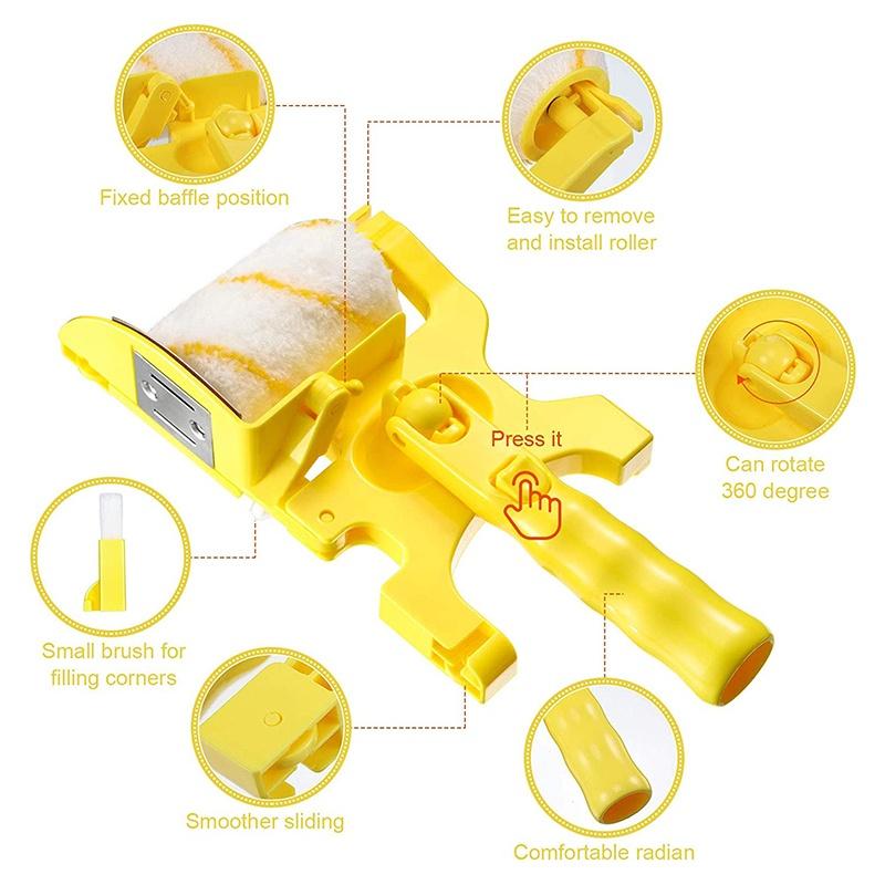 Multifunktions-Farbroller-Eckenpinsel-Set für den Haushalt, Wanddekorativ, professionell, DIY-Malpinsel mit Griffwerkzeug