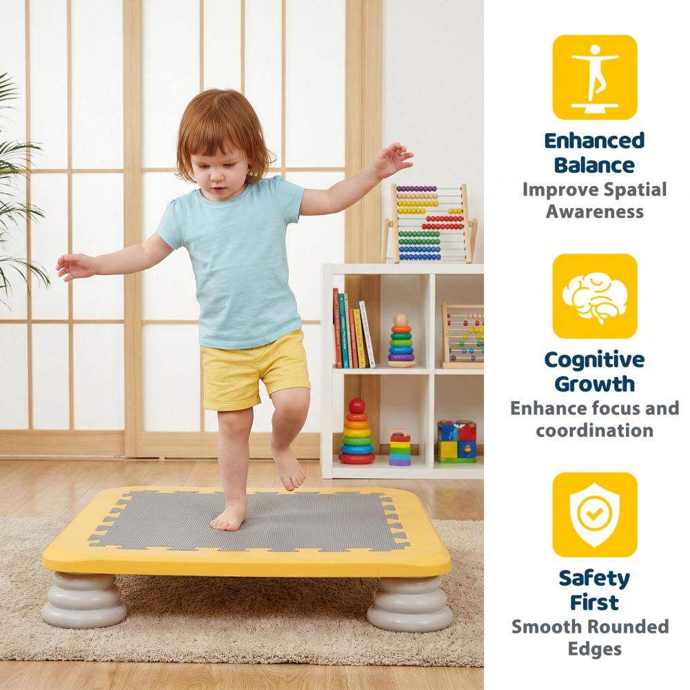 Mini Trampoline For Kids Rebounder Bouncing Board With Non-Slip Base Sensory Balance Bounce Jumping Toy Gift For 3-12 Boys Girls