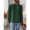 IHUASU Autumn Winter Fashion V-neck Lace Solid Color Long Sleeve Casual T Women's Top
