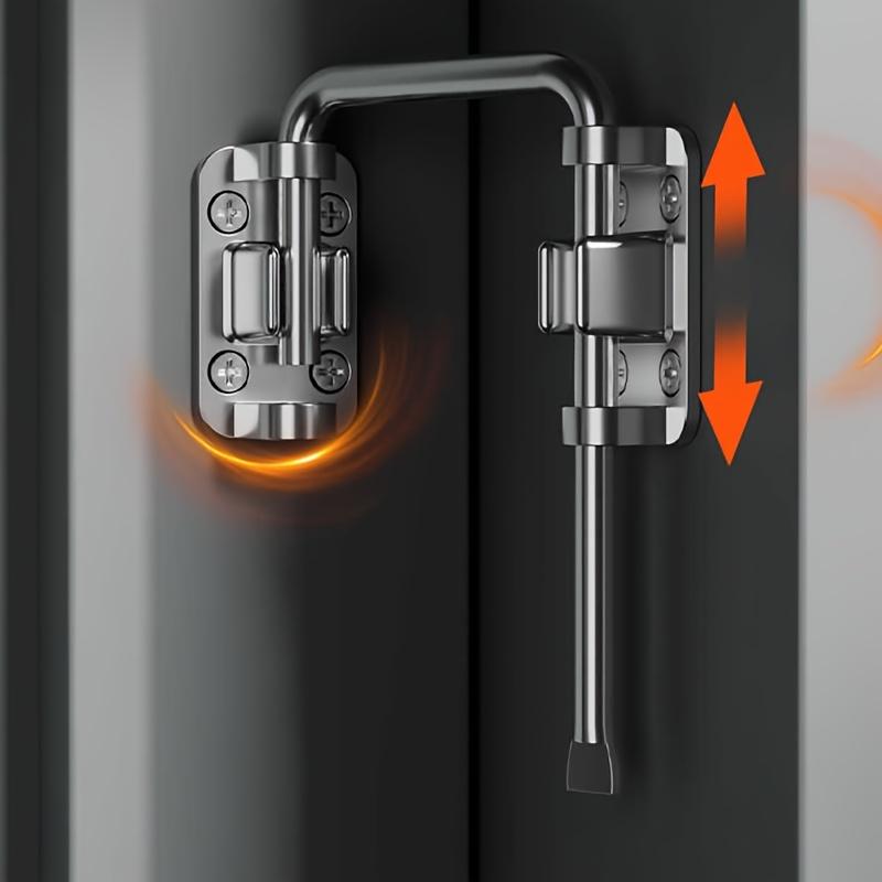 U Shape Patio Sliding Door Loop Lock,90/180 Degree Door Latch Locks,Zinc Alloy Doors Bolt Hasp,Anti-theft Buckles with Screws