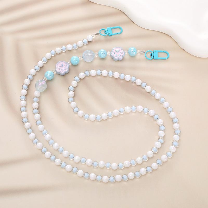 Handmade Pearl Crossbody Phone Case Lanyard with Beaded Charm