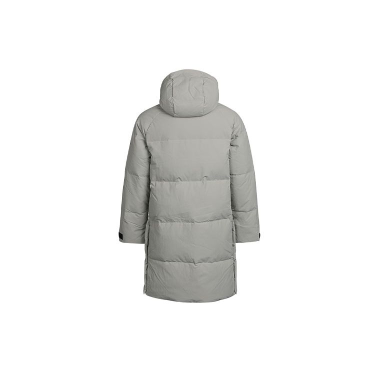 Adidas Solid Color Zip-Up Hooded Down Jacket Men Outerwear Grey FT2489