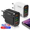 Universal 48W 4 USB Charger EU US Plug 5V 3A Fast Charging Wall Adapter Travel Plug For Iphone Ipad Mini For Samsung For Xiaomi