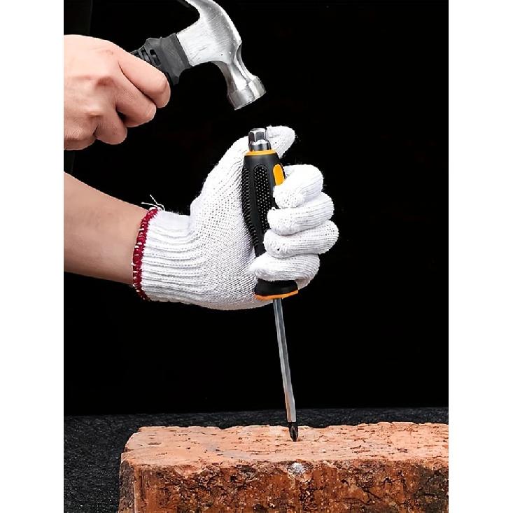 2pcs set 6-8 inch Anti-slip Go-through Hammer Screwdriver Magnetic Screw Driver set Slotted Screwdriver With Soft Grip