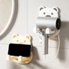 Plastic Cartoon Bear Hair Dryer Holder Self-adhesive Hair Dryer Shelf  Bathroom