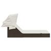 Double Sun Lounger with Canopy and Cushions Brown Poly Rattan