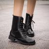 New Lace-up Women's Motorcycle Boots Women British Style Ankle Boots Gothic Punk Low Heel Classic Boot Female Shoes